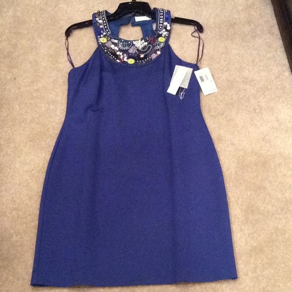Trina Turk royal blue stretch dress, bling, sequin, 8, nwt - Picture 3 of 7